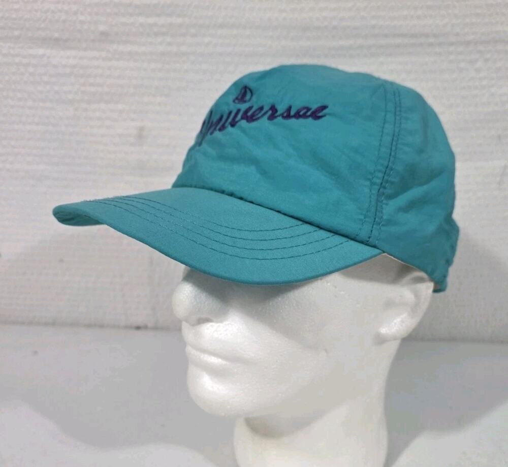 VTG Universal Logo Hat Teal Purple Made in USA Snapback 80s 90s Promo